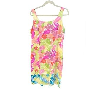 BARRY BRICKEN VINTAGE COLORFUL TROPICAL LEAF DRESS